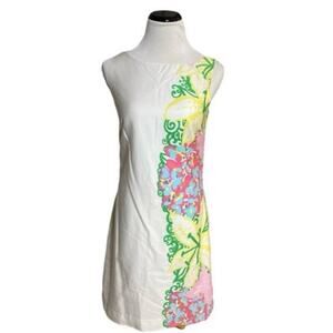 Lilly Pulitzer Margot Mariposa Placed White Shift Dress Sleeveless Mini Size 0